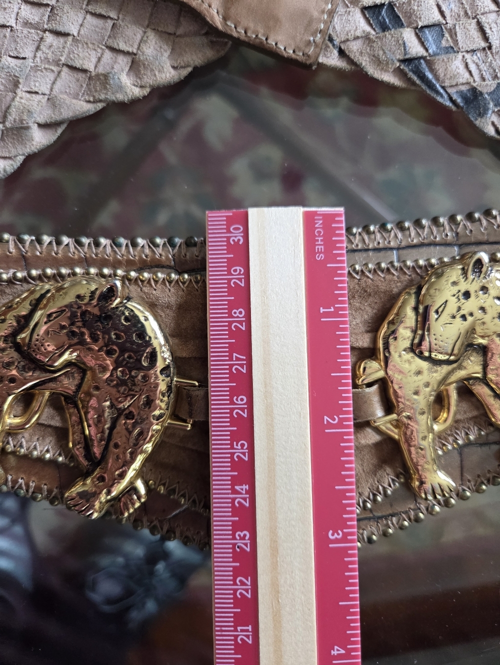 Y2k Streets AHEAD LEATHER Belt With Metal Leopards - Picture 11 of 16